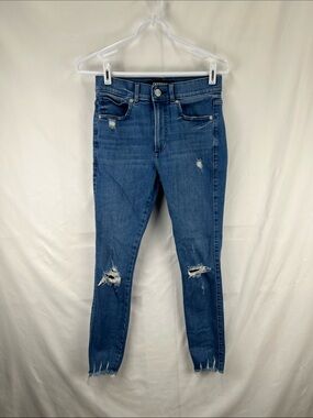 Express - Women’s Jeans - 4R - Medium Blue -Distressed -Ankle Legging -High Rise